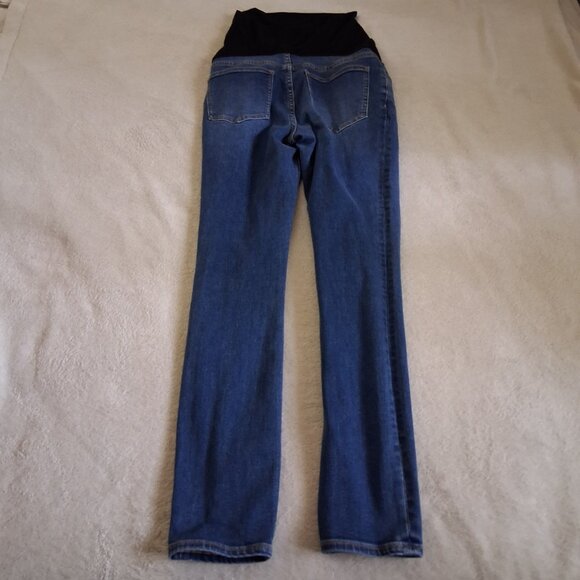 Hatch Women's Size 27 Indigo Medium Wash Over the Bump Slim Maternity Jean - Picture 9 of 13